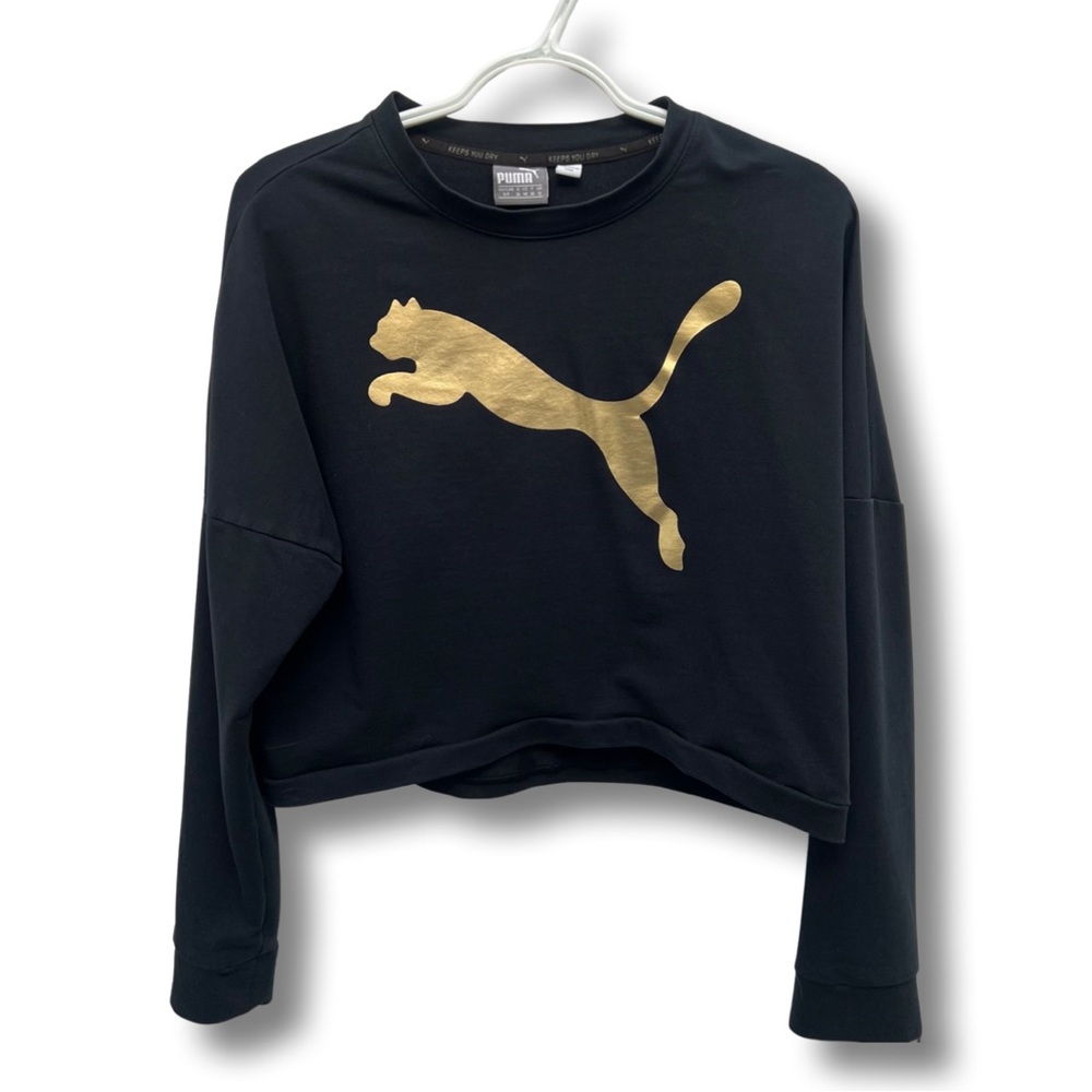 Puma Rebel Cropped Sweatshirt with Gold Symbol